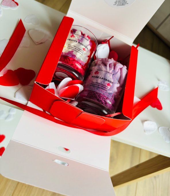 Coffret saint Valentin 2 bougies 