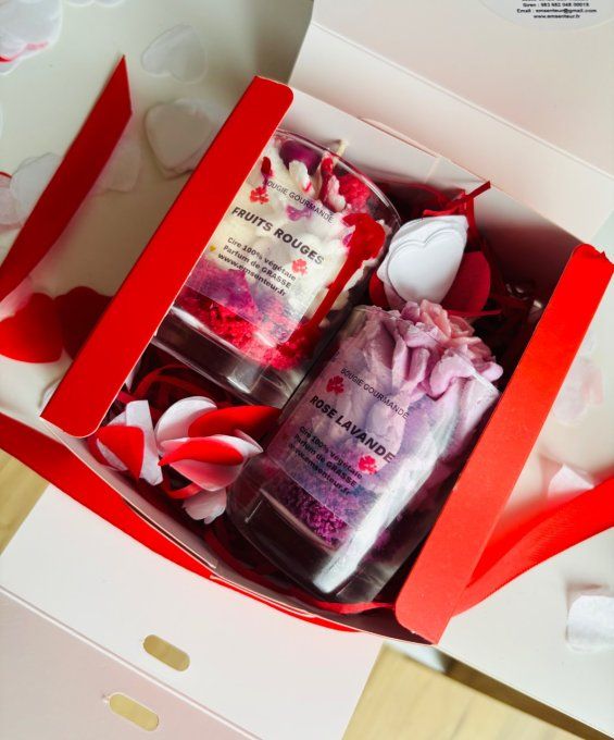 Coffret saint Valentin 2 bougies 