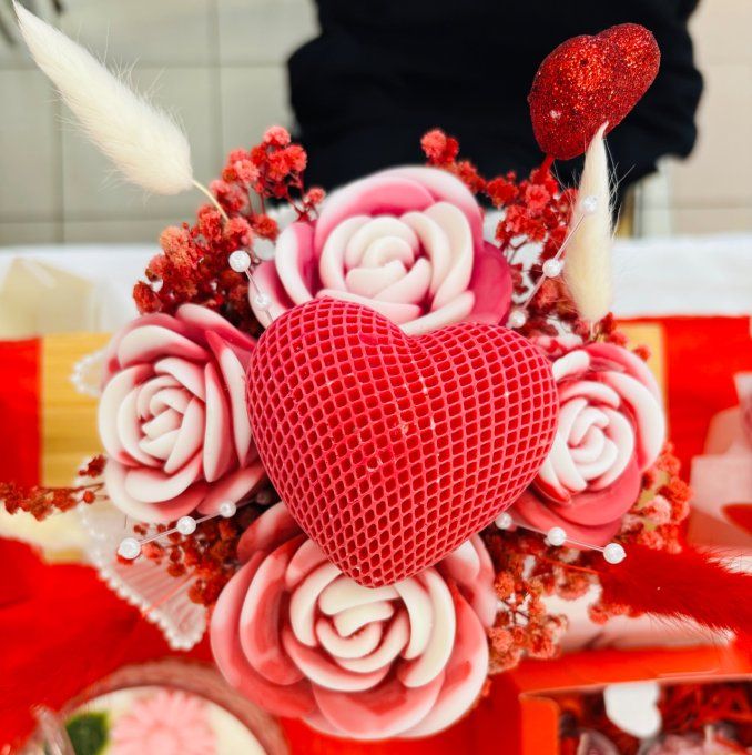 Bouquet de roses avec cœur - fondants parfumés